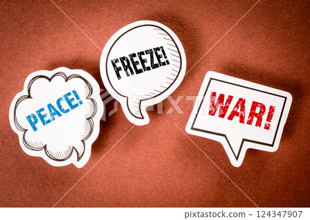 Peace Talks. Speech bubbles on a brown background 124347907
