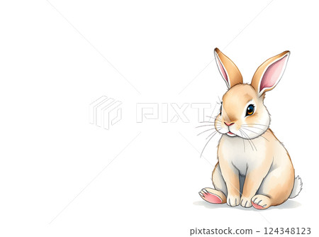 Cute little rabbit in watercolour technique. Vector illustration. Cute little rabbit in watercolour technique. Vector illustration. 124348123