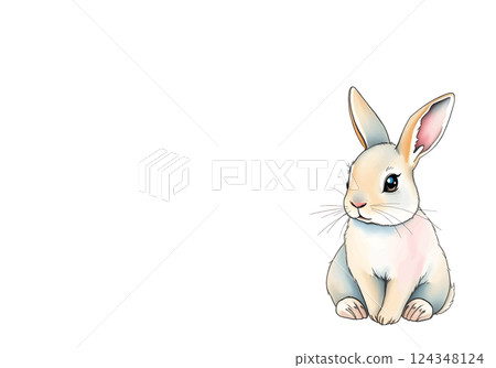 Cute little rabbit in watercolour technique. Vector illustration. Cute little rabbit in watercolour technique. Vector illustration. 124348124