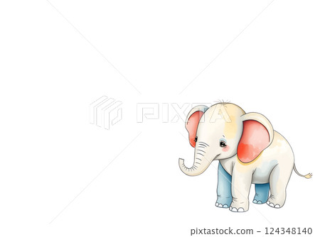 Cute little elephant in watercolour technique. Vector illustration. Cute little elephant in watercolour technique. Vector illustration. 124348140