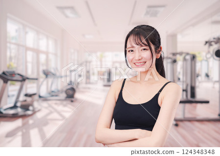 Young woman running in the gym Young woman running in the gym 124348348