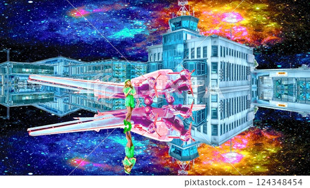 具有鏡面反射的超維度景觀 具有鏡面反射的超維度景觀 124348454