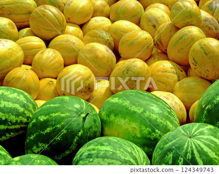 Pile of melons Pile of melons 124349743