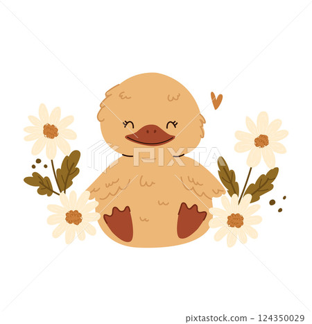cute vector illustration of duck in flowers farm birds vector illustration cute vector illustration of duck in flowers farm birds vector illustration 124350029