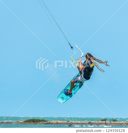 Kite surfing at Barra Grande beach on the coast of Piaui, northe Kite surfing at Barra Grande beach on the coast of Piaui, northe 124350128