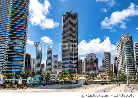 Fortaleza, Brazil- Nov 29, 2024: The modern beachfront skyscrapers of Meireles Beach in Fortaleza, Ceara, Brazil Fortaleza, Brazil- Nov 29, 2024: The modern beachfront skyscrapers of Meireles Beach in Fortaleza, Ceara, Brazil 124350143