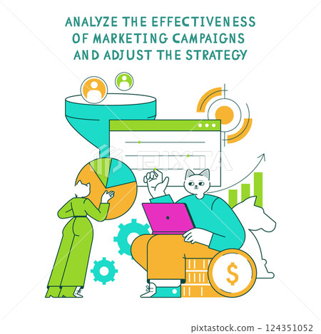 Product Marketing concept. Analyzing marketing campaign effectiveness and applying strategic adjustments is crucial for business growth. This process involves data analysis and strategic planning Product Marketing concept. Analyzing marketing campaign effectiveness and applying strategic adjustments is crucial for business growth. This process involves data analysis and strategic planning 124351052