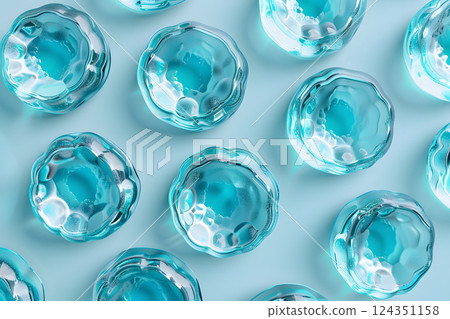 This stunning abstract artwork features a geometric pattern of blue glass spheres set against a light blue backdrop, offering a visually captivating and elegant presentation This stunning abstract artwork features a geometric pattern of blue glass spheres set against a light blue backdrop, offering a visually captivating and elegant presentation 124351158