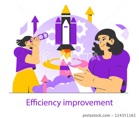 Motivation and productivity drive efficiency improvement. Aspiring individuals explore innovative solutions while expressing ideas and goals. The illustration emphasizes growth, teamwork, and Motivation and productivity drive efficiency improvement. Aspiring individuals explore innovative solutions while expressing ideas and goals. The illustration emphasizes growth, teamwork, and 124351162