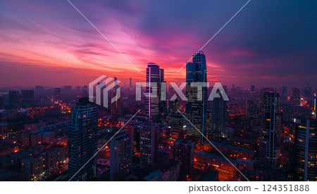 cityscape at sunset 124351888