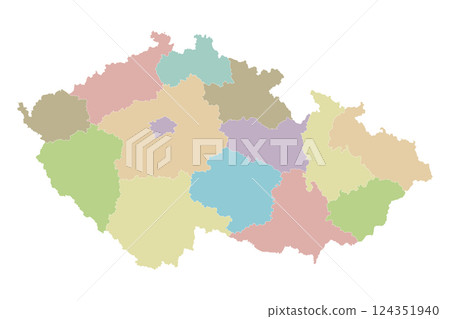 Vector blank map of Czechia or Czech Republic with regions or territories and administrative divisions. Editable and clearly labeled layers. 124351940