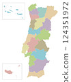 Vector regional blank map of Portugal with districts, autonomous regions or territories and administrative divisions. Editable and clearly labeled layers. 124351972