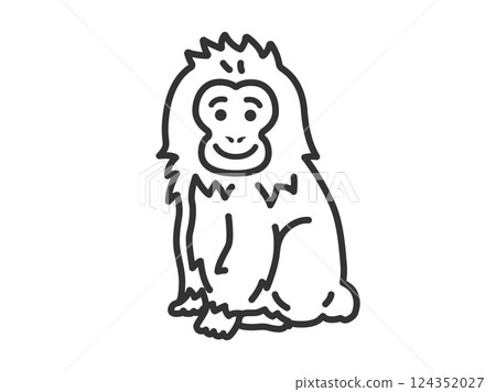 日本猴子的插圖(線描) 日本猴子的插圖(線描) 124352027