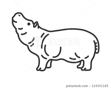 Hippopotamus (line drawing) illustration Hippopotamus (line drawing) illustration 124352185