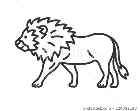 獅子（線描）插圖 124352190