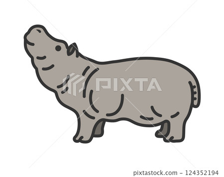 河馬插圖（線描彩色） 124352194