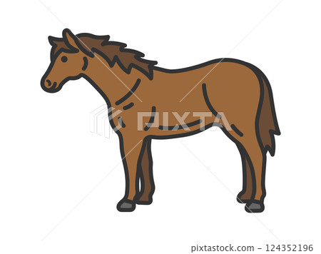 馬的插圖（線描彩色） 124352196