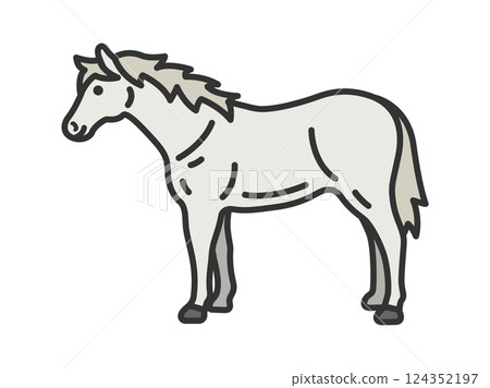 白馬插圖（線描彩色） 124352197