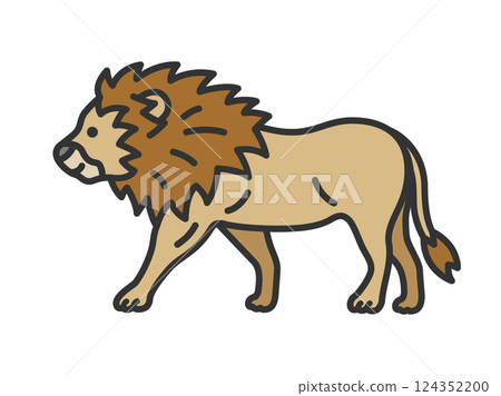 獅子（線描彩色）插圖 124352200
