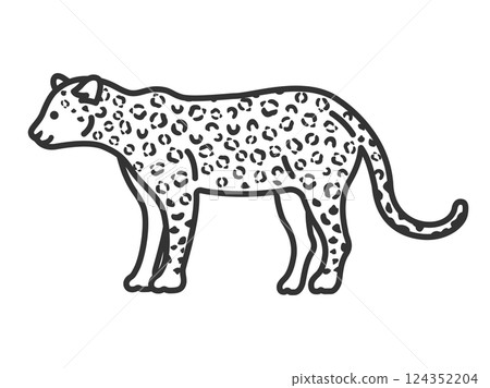 Illustration of an animal, leopard (line drawing) Illustration of an animal, leopard (line drawing) 124352204