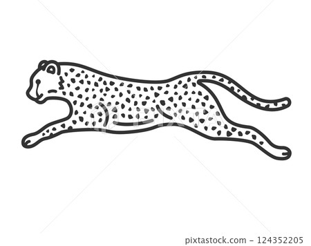 奔跑的獵豹插畫(線條畫) 奔跑的獵豹插畫(線條畫) 124352205