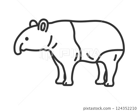 馬來貘插圖（線描） 124352210