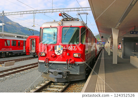 The Glacier Express at St. Moritz station The Glacier Express at St. Moritz station 124352526