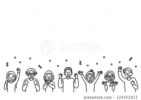 Happy, celebrate, people, multiple, illustration, background, monochrome, handwritten Happy, celebrate, people, multiple, illustration, background, monochrome, handwritten 124352811