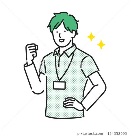 Illustration material [Nursing care image]: A young male caregiver posing with a lively expression 124352993