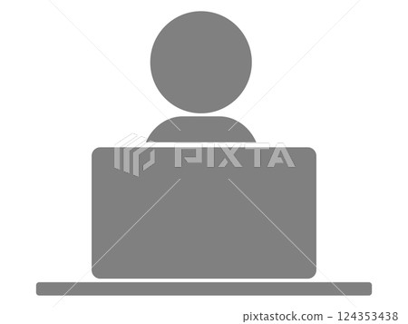 操作計算機的人的輪廓圖標 124353438