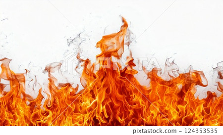 Red hot flames horizontal background texture 16:9 video size compatible flyer pamphlet AI generated material 124353535
