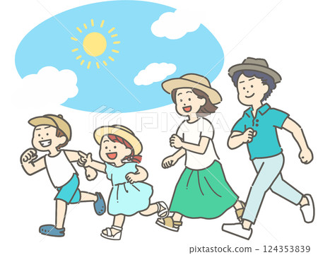 一家人夏天外出的插圖 124353839