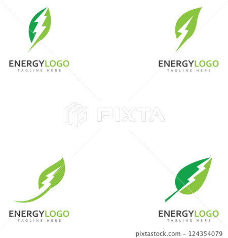 eco energy with leaf vector logo template 124354079