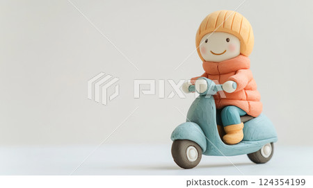 一個人駕駛泥土滑板車的 3D 插圖 一個人駕駛泥土滑板車的 3D 插圖 124354199