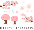 Illustration material of cherry blossoms and trees 124354349