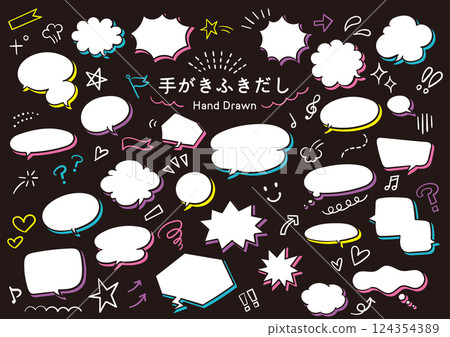 Pop and cute neon color speech bubble set Pop and cute neon color speech bubble set 124354389