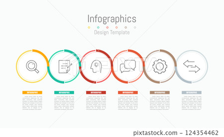 Infographic 6 options design elements for your business data. Vector Illustration. 124354462