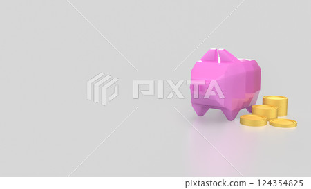 The Piggy Bank and coins for Saving or earn concept 3d Rendering. The Piggy Bank and coins for Saving or earn concept 3d Rendering. 124354825
