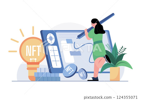 NFT Create Art Illustration concept on white background 124355071
