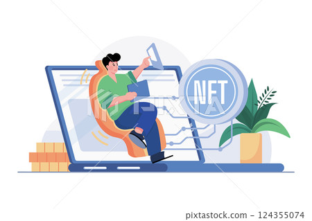 Digital Token NFT Illustration concept on white background 124355074