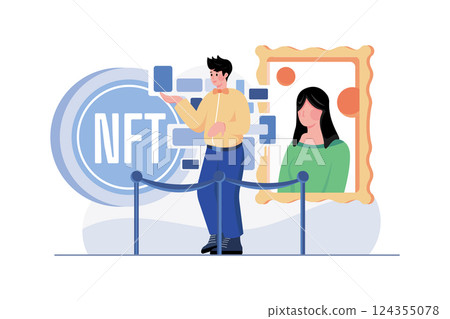 Crypto Art Illustration concept on white background 124355078