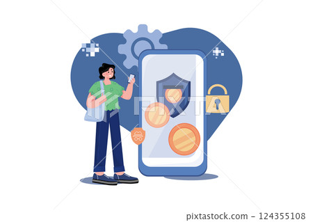 Cryptocurrency Security Illustration concept on white background Cryptocurrency Security Illustration concept on white background 124355108