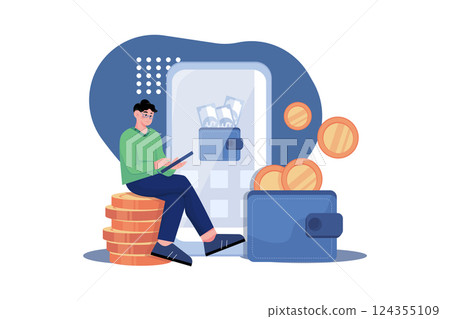 Pay With Cryptocurrency Illustration concept on white background Pay With Cryptocurrency Illustration concept on white background 124355109