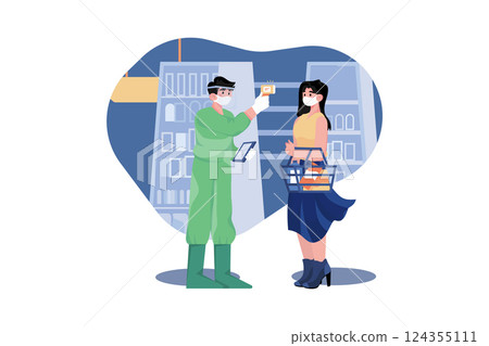 Temperature Checking at The Supermarket 124355111