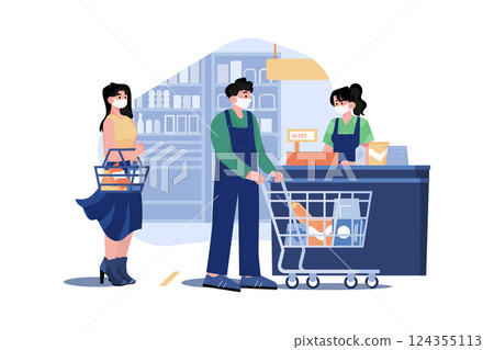Social Distance at Shopping Checkout Social Distance at Shopping Checkout 124355113
