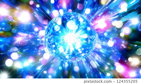 Vibrant blue sphere with futuristic light effects Vibrant blue sphere with futuristic light effects 124355205