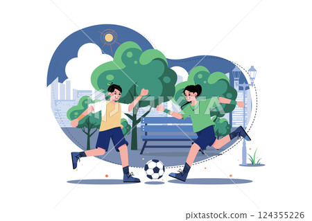 Children Playing Football At The Park 124355226