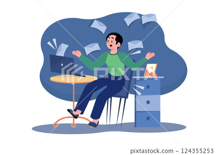 Email Marketing. A young man receives many emails. Email Marketing. A young man receives many emails. 124355253