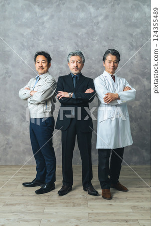 Group of middle-aged men with various professions 124355489