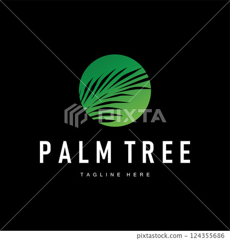 palm logo concept of a palm tree with simple, elegant, minimalist leaves template for cafe, business, restaurant and other product brands 124355686